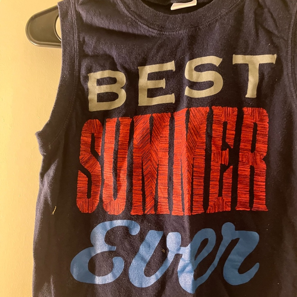 Gymboree Boys Graphic Print Muscle Shirt Tank Size 7 Blue - Picture 2 of 6